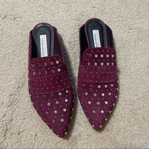 Kristin Cavallari Studded Loafer Mules, Purple / Burgundy